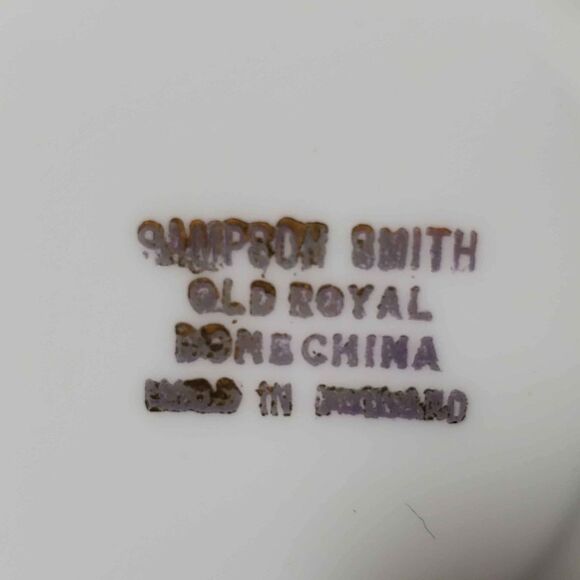 Old Royal Demitasse (Small) Teacup and Saucer Purple Yellow Flowers Vintage - Picture 8 of 9